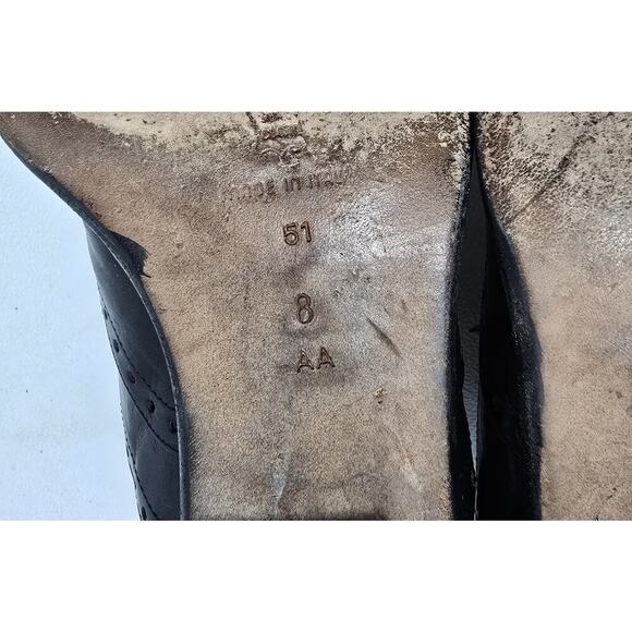 Via Spiga Black Leather Pointed Toe Oxford Wing Tips Heels Shoes 8 AA Made Italy - Picture 10 of 10